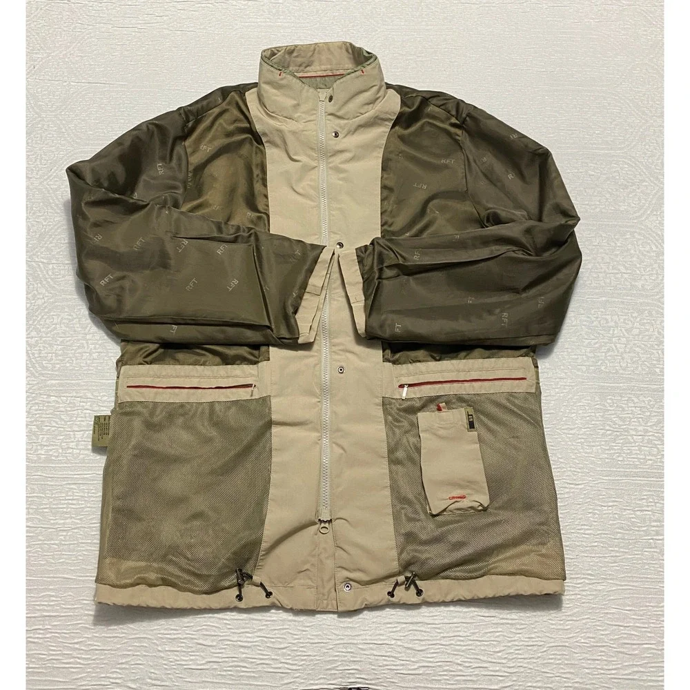 RFT by Rainforest Mens Jacket Full Zip Button Up‎ Khaki Beige Coat Medium